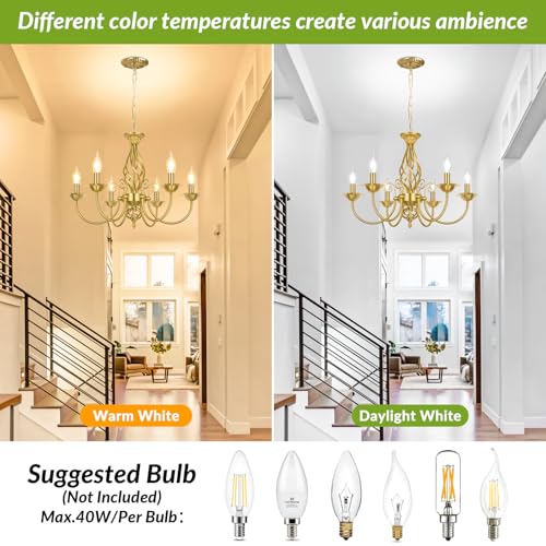 6 Light Farmhouse Candle Chandelier for Dining Room
