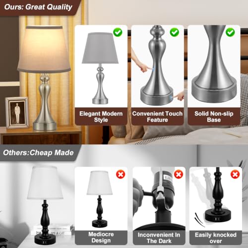 Touch Lamps for Nightstand (2 Count)