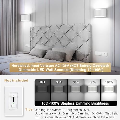 Dimmable Wall Sconces (2 Count)