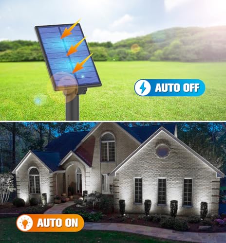Metal Solar Spot Lights Outdoor with 9.8ft Cable Solar Powered Landscape Lighting Low Voltage IP65 Waterproof Auto On