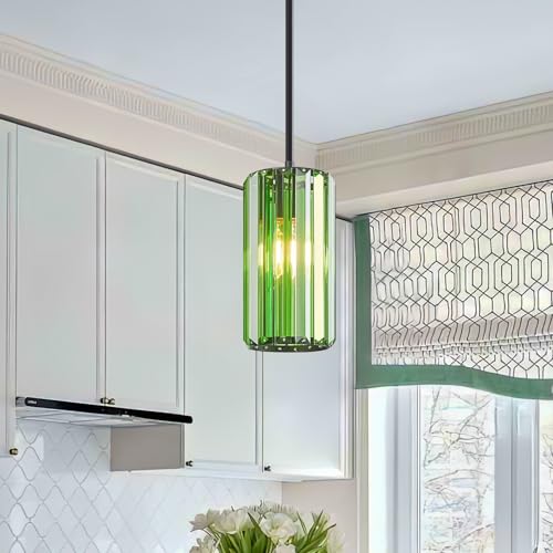 Modern Crystal Pendant Light Mini Dark Green Chandeliers Adjustable Pendant Lights Fixture for Kitchen Island Dinning Room Corridor Bedroom (3 Count)