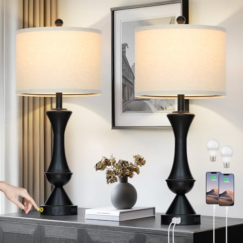 29" Black Tall Table Lamps for Living Room (2 Count)