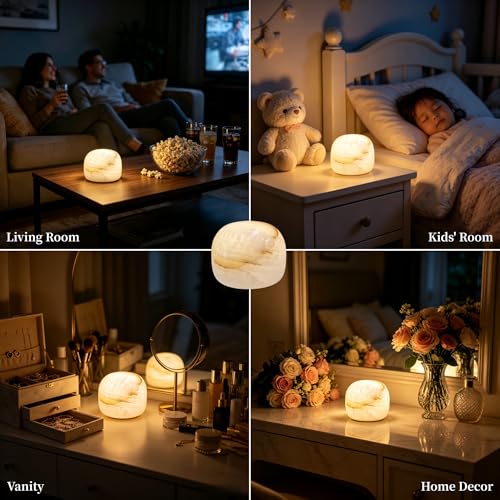 Natural Marble Lamp Cordless Touch Control Night Light 3