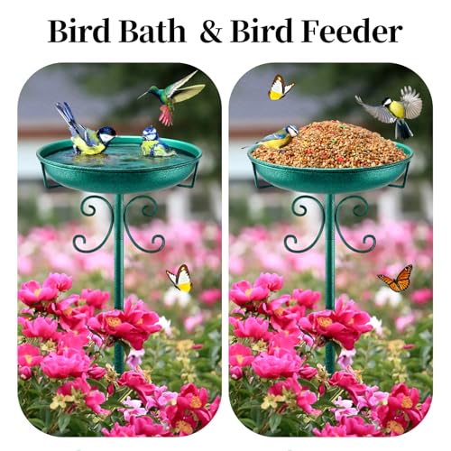 35In Metal Bird Bath for Outside