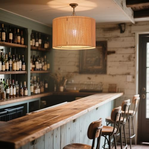 Modern Pendant lamp shade Art decorative Orange Lines Minimalist 13.8x9Inch