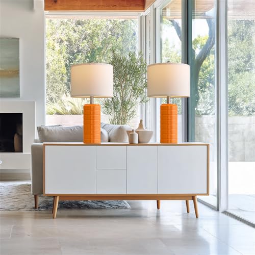 23" Orange Table Lamps Decor for Living Room Set of 2 (2 Count)