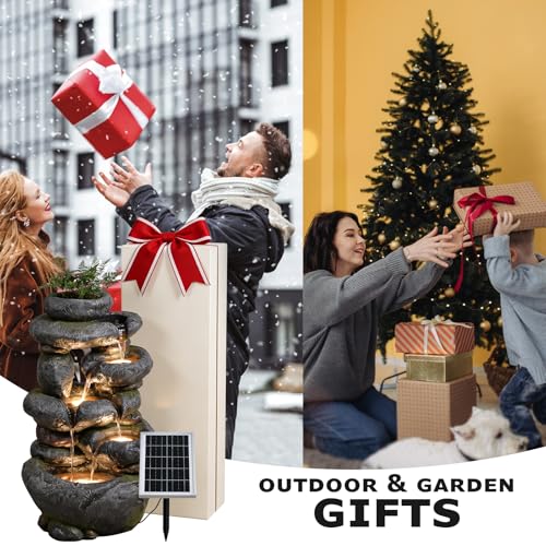 29.5''Tall Rock Solar Water Fountain Outdoor Garden Feature