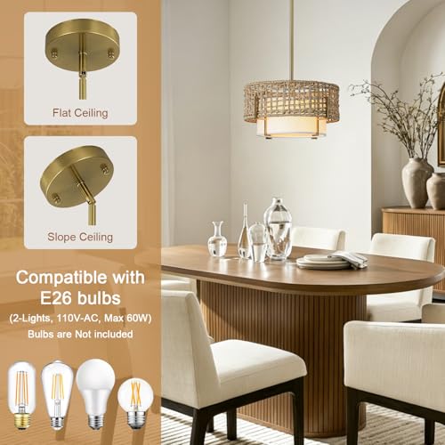 12.6" Rattan Pendant Light