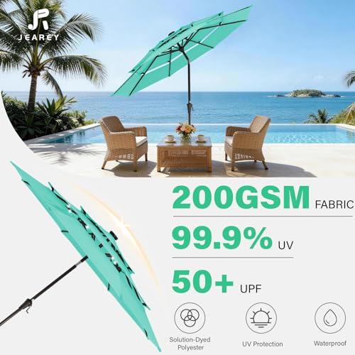 9 ft 3 Tier Outdoor LED Lighted Patio Umbrella w