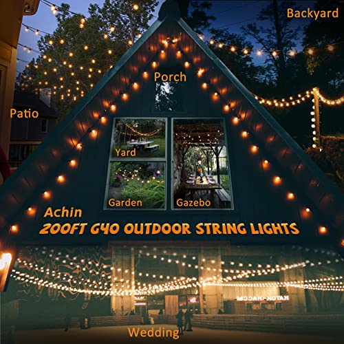 200FT Outdoor String Lights G40 Globe Patio Lights Waterproof Outdoor Hanging Lights with 104 Shatterproof LED Bulbs Dimmable String Lights for Outside Bistro Backyard Market