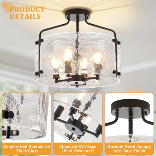Modern Black Semi Flush Mount Ceiling Light