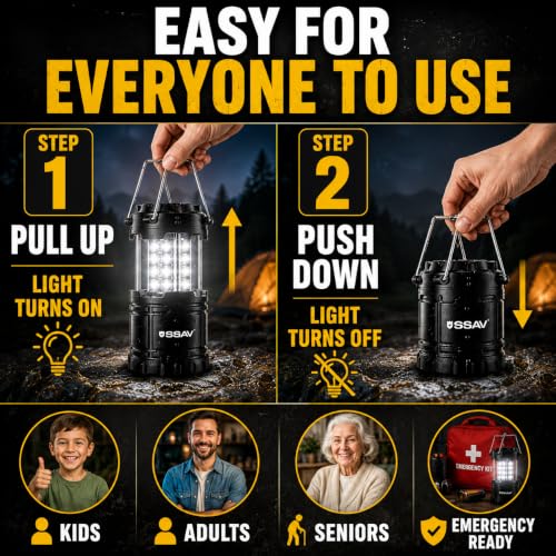 2 Pack Battery Powered LED Lanterns with Batteries for Each Lantern (2 Count)
