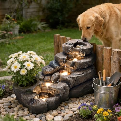 38.2" L Garden Rock Water Fountain Outdoor