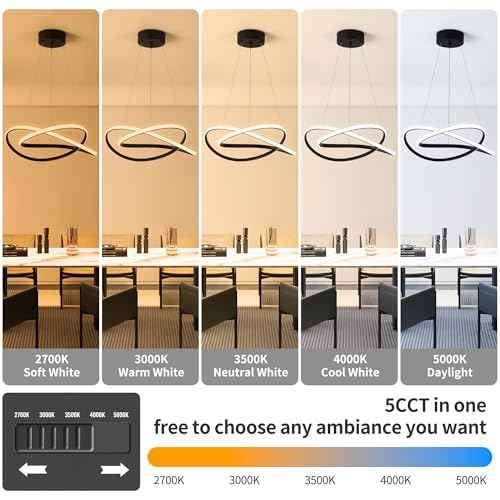 Modern LED Chandelier for Dining Room Pendant Light Fixture 40W | 5CCT/2700K-5000K,Dimmable,For Bedroom,Living Room,Dining Room,Kitchen,Kids Nursery,Home Office