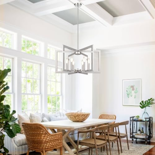 25" 61" Height Adjustable Modern Chrome Chandelier for Dining Room