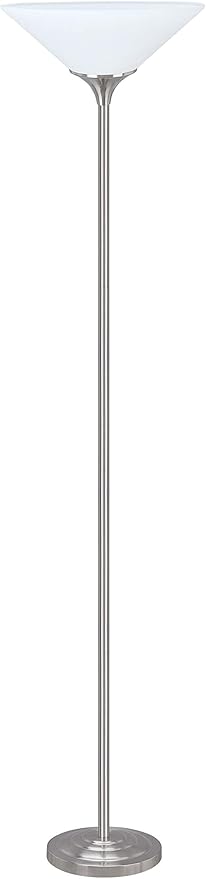 Aspen Creative 45016-11 One-Light Metal Torchiere 71" High Floor Lamp, Satin Nickel