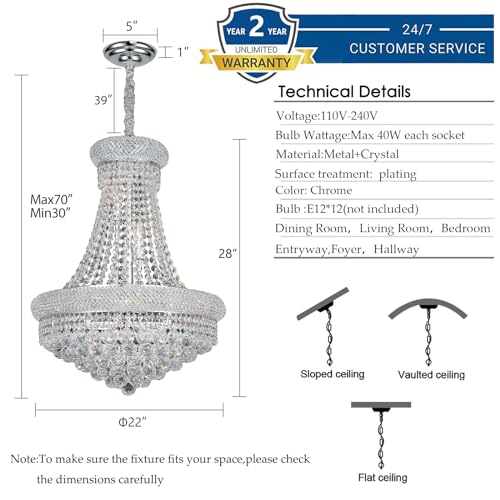 Chrome Crystal Chandeliers for Dining Room