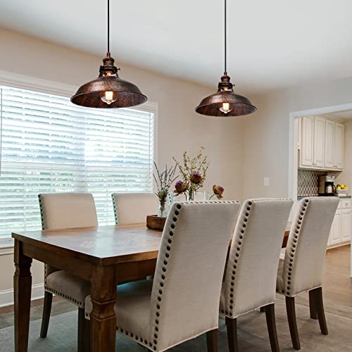Industrial Barn Pendant Light Farmhouse Hanging Lighting Small Chandelier Fixture 10.6in Vintage Ceiling Lamp for Kitchen