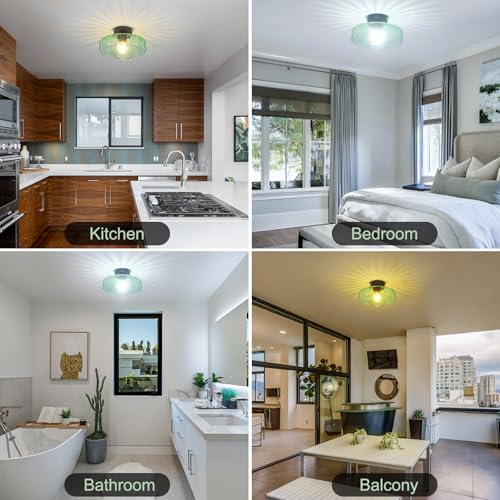 Mid Century Green Glass Ceiling Lights