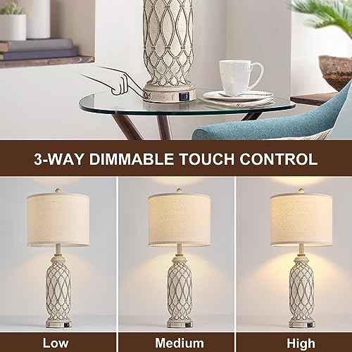 Farmhouse Table Lamps for Bedroom Set of 2 (2 Count)