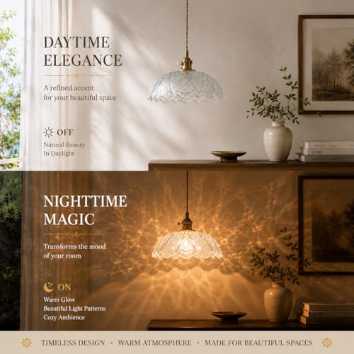 Hanging Lamp 9.8 Inch Pendant Lights Kitchen Island Braided Cord Hanging Pendant Light Flower Lampshade Vintage Hanging Lamp Farmhouse Living Room Bedroom