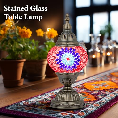 Turkish Mosaic Lamp Stained Glass Table Lamp with Tiffany Style