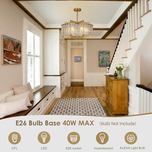 Gold Crystal Chandeliers for Dining Room (6 Count)