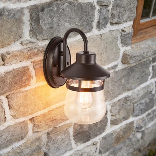 Outdoor Wall Sconce with Clear Seeded Glass Shade