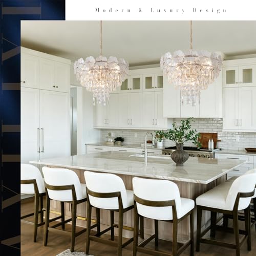 Luxury Flower Crystal Chandelier Modern Gold 20" Chandeliers 9