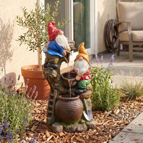 27H Gnome Outdoor Water Fountain with 3