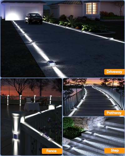 Solar Driveway Lights Outdoor IP68 Waterproof Led 8 Pack White (8 Count)