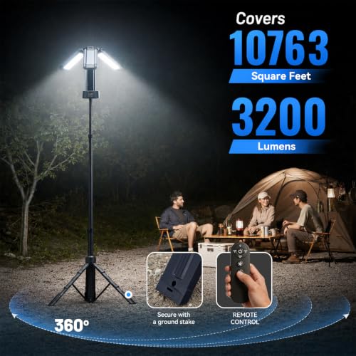 12000mAh Rechargeable Camping Light with Stand 73.2''