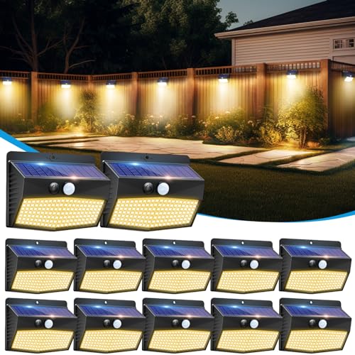 12 Pack Solar Motion Sensor Lights Outdoor Waterproof with 3 Modes (12 Count)