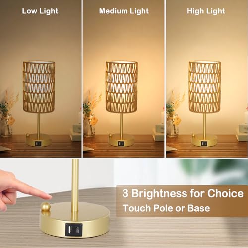Gold Table Lamp for Bedroom with Bulb