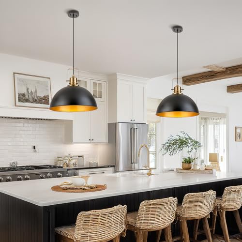Black and Gold Farmhouse Dome Pendant Lights