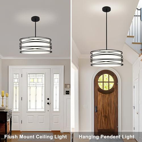 15.7'' Black Drum Chandelier for Dining Room 3