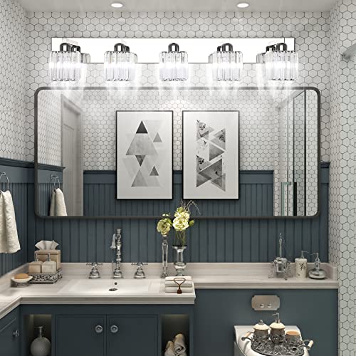 Bathroom Light Fixtures Modern Vanity Light for Bathroom Crystal Chrome Vanity Light 5 Light