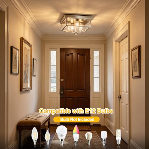 Farmhouse Style Square Flush Mount Ceiling Light