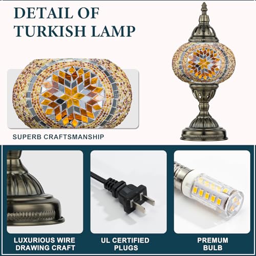 Turkish Mosaic Lamp Stained Glass Table Lamp with Tiffany Style