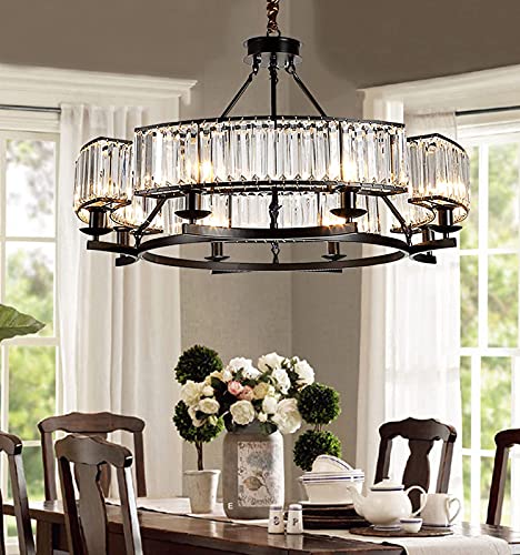 Farmhouse Crystal Chandeliers Dining Room Pendant Light Fixture