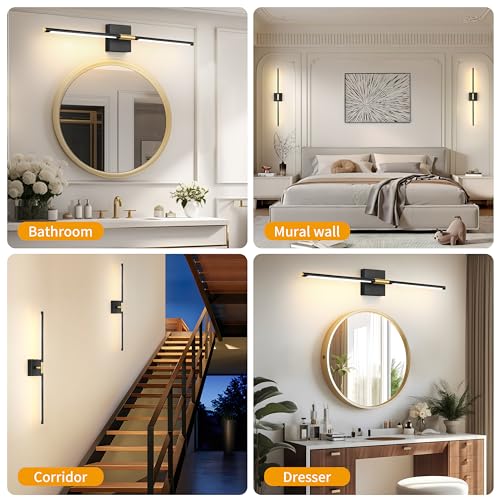 40 Inch Black Battery Operated Wall Sconce Set of Two with Remote (2 Count)