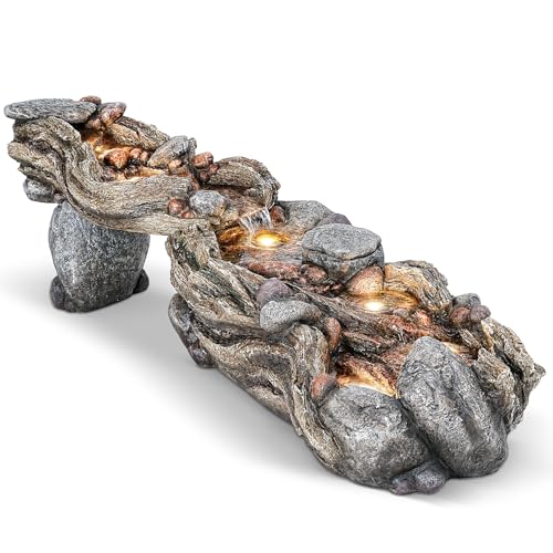 60" Long Cascading Outdoor Rock Water Fountain