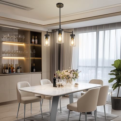 3 Light Black Chandelier for Dining Room Light Fixture