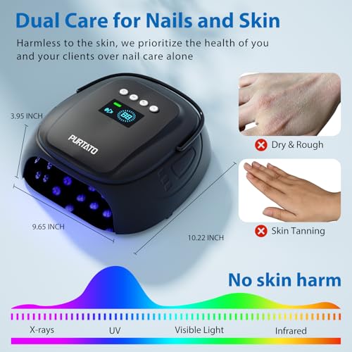 126W Cordless Rechargeable UV LED Nail Lamp with Large Space