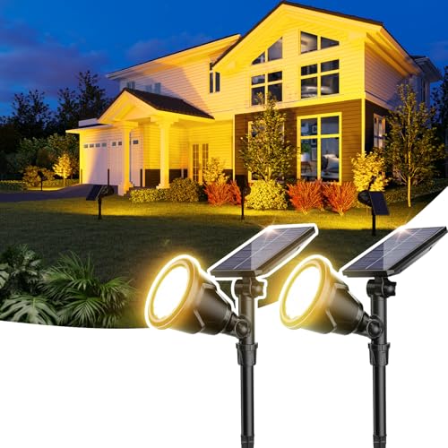 Solar Spot Lights Outdoor Spotlight 18 LED Waterproof Landscape Spotlight for Garden Lawn Backyard Patio Porch Wall Deck Garage (2 Count)