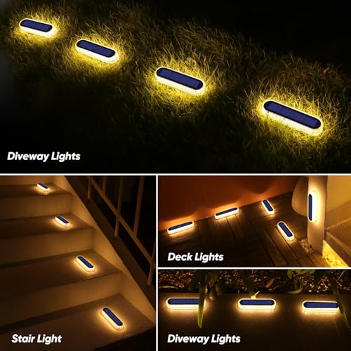Stick on Solar Deck Step Dock Stair Lights for Outside Solar Powered
