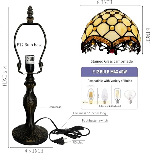 Small Tiffany Table Lamp Stained Glass Memory Lamp Ivory Pearl Style