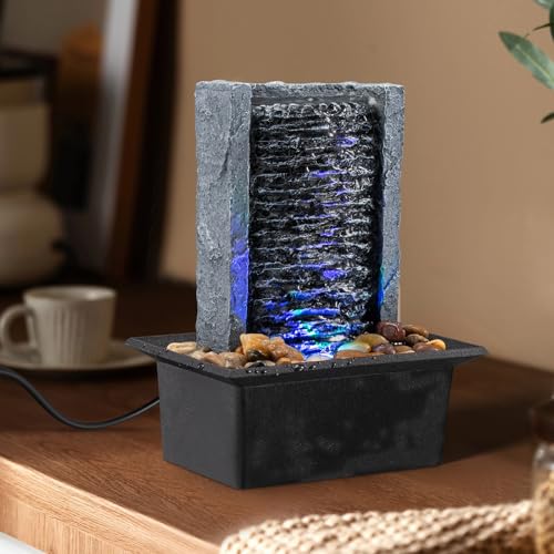 Tabletop Fountain Indoor Waterfall Rock Fountain LED