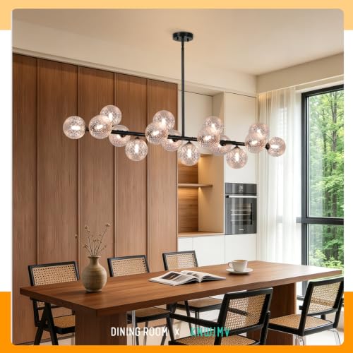 Linear Chandeliers 55'' Sputnik Glass Chandelier for Dining Room 16 Light