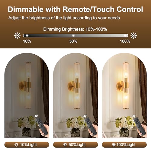 Gold Battery Operated Wall Sconces 1 Pack